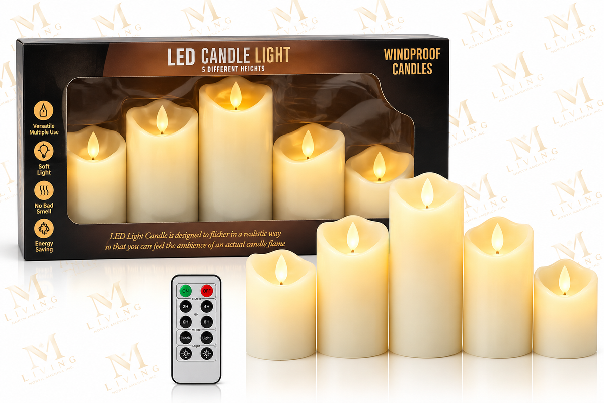 Dripping Wax LED Pillar Candles, Set of 5