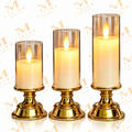 Gold Pedestal LED Pillar Candle in Clear Sleeve