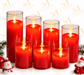 Red LED Pillar Candle in Clear Sleeve, Moving Flame